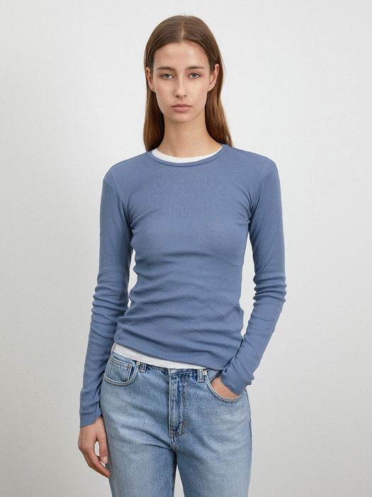 CUTTING LONG SLEEVE TOP_BLUE