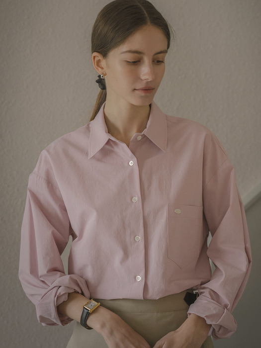 Basic placid cotton shirt_Pink