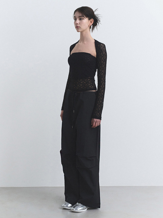 TUCK WIDE PANTS, BLACK