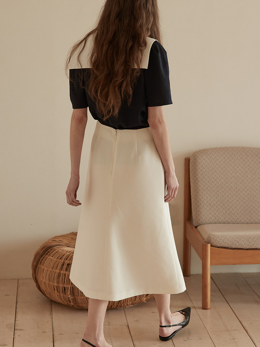 Tweed bell line skirt - Cream