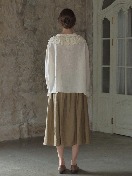 Wrinkle Linen Long Skirt
