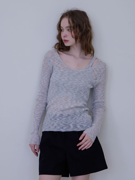 SARAH LAYERED KNIT TOP_2COLORS_GRAY