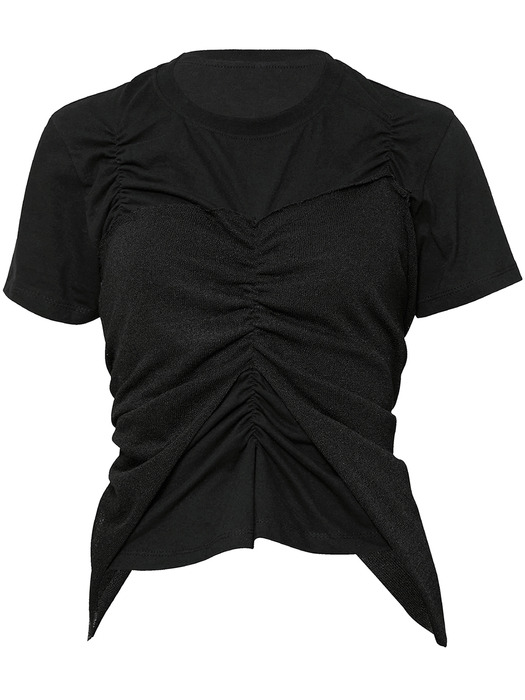 Bustier Layered T-Shirt (FL-122_Black&Black)