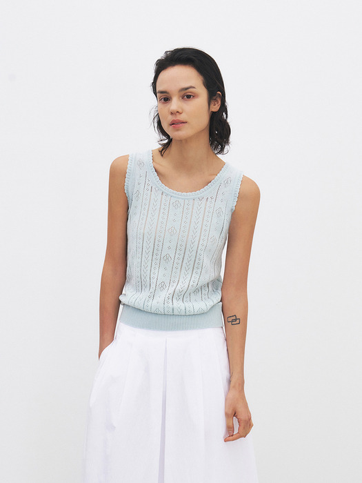 TFR CROCHET LACE SLEEVELESS KNIT TOP_3COLORS