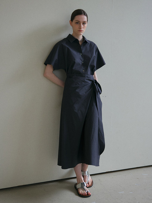 COTTON SHIRT DRESS II (CHARCOAL)