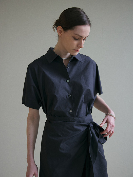 COTTON SHIRT DRESS II (CHARCOAL)