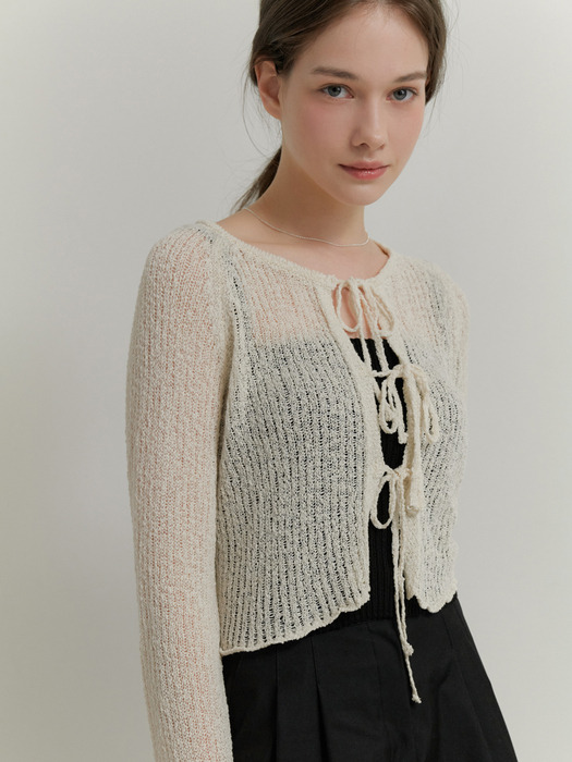 Fig ribbon cardigan (cream)