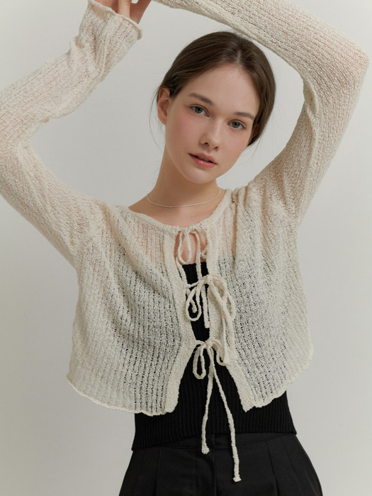 Fig ribbon cardigan (cream)