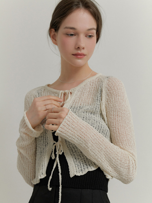 Fig ribbon cardigan (cream)