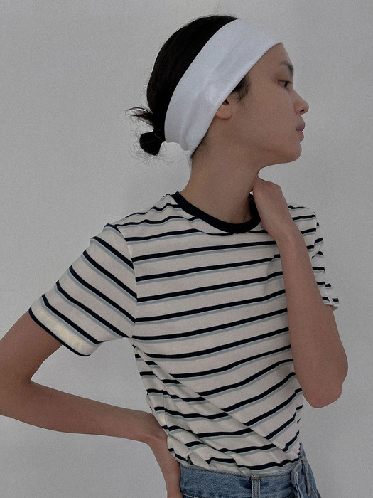 [24 SUMMER][SALT Label] RAINA STRIPE T-SHIRT_NAVY