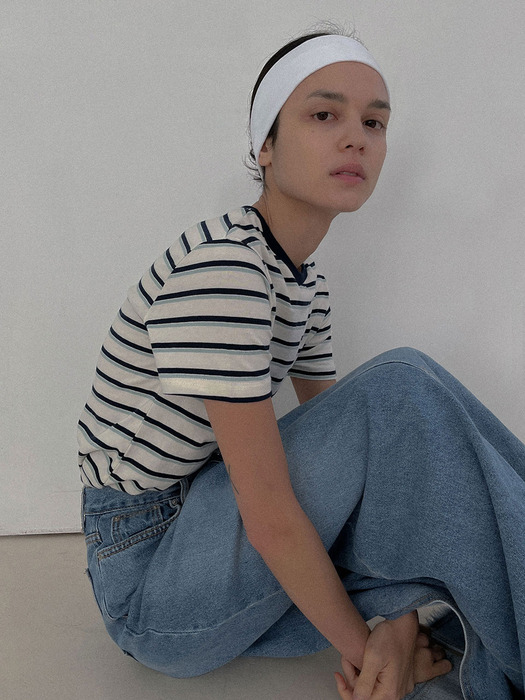 [24 SUMMER][SALT Label] RAINA STRIPE T-SHIRT_NAVY