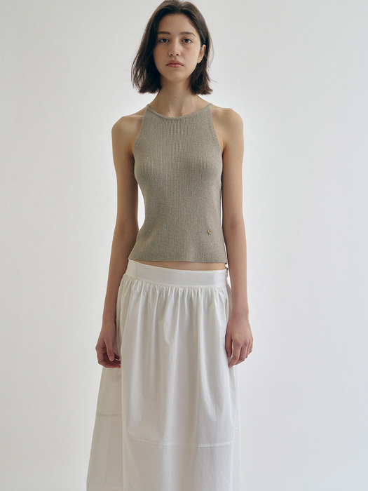 HALTER KNIT TOP_KHAKI GREY