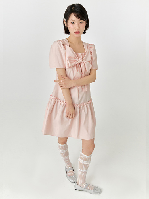 RIBBON TIE DRESS - PINK