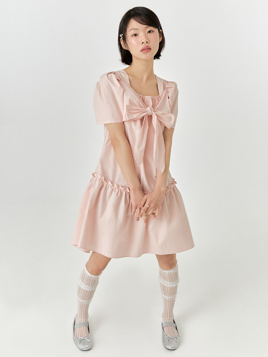 RIBBON TIE DRESS - PINK