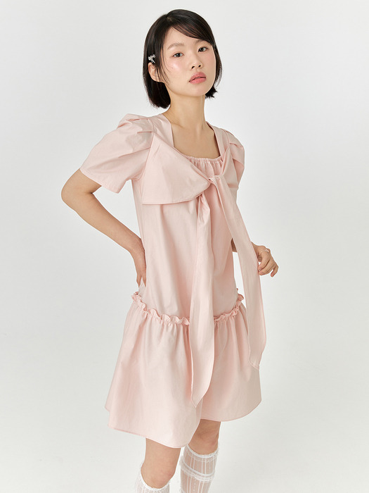 RIBBON TIE DRESS - PINK