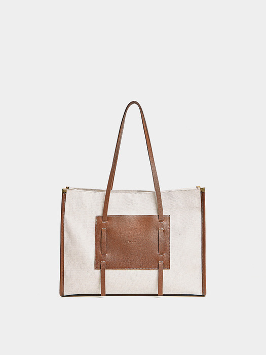 SQUARE CANVAS BAG, BEIGE