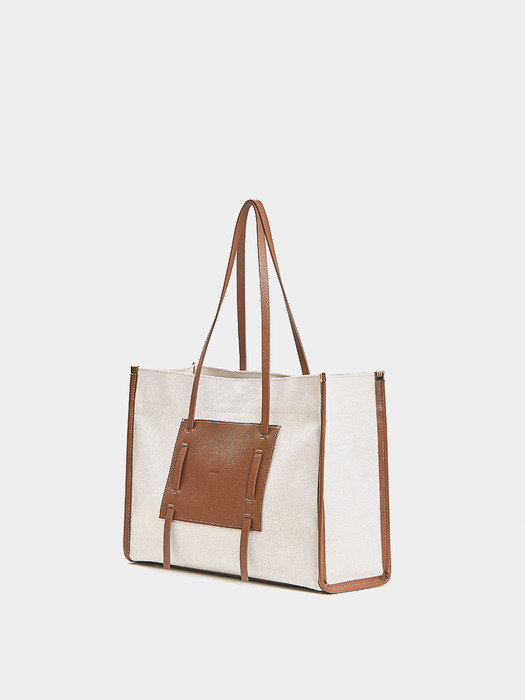 SQUARE CANVAS BAG, BEIGE