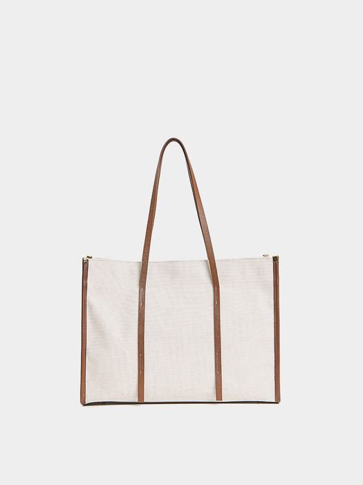 SQUARE CANVAS BAG, BEIGE