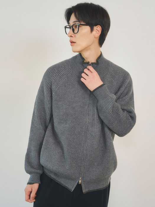 Always Raglan Two-Way Wool Knit Zip-Up 3color