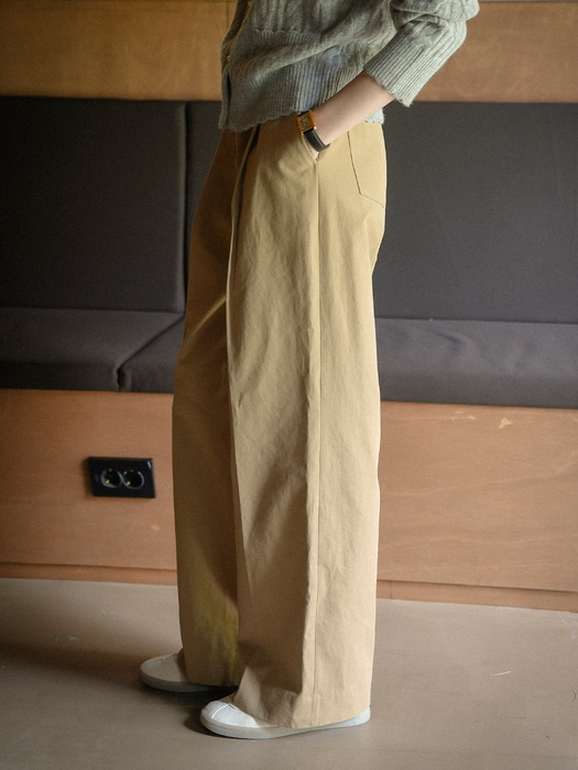 Relax cotton twill pants_Beige