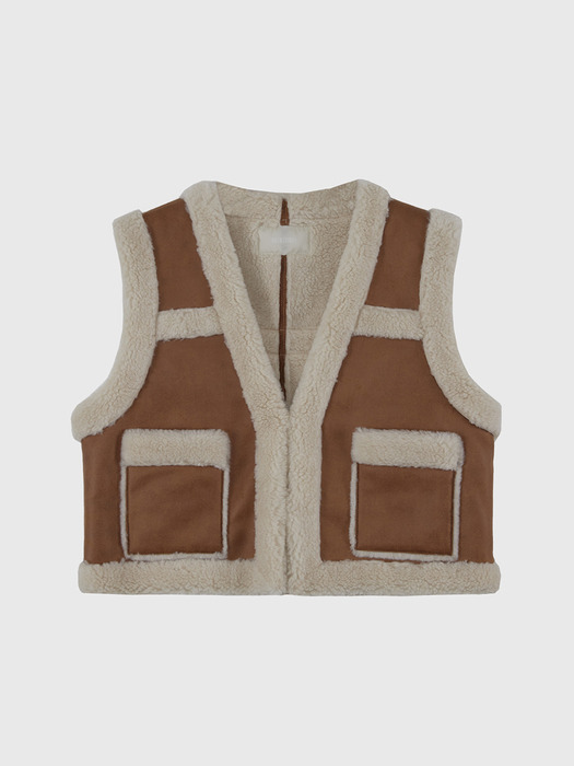 Maya Shearing Vest_Camel Brown