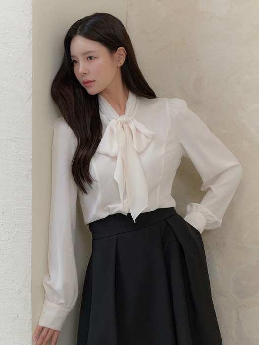 24FW_Ribbon-tie Blouse(LL) / Ivory(4color)