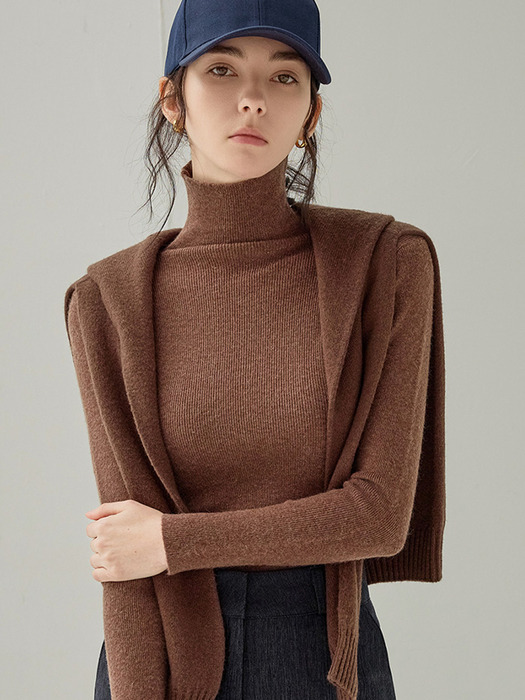 HIGH TURTLENECK KNIT (BROWN)