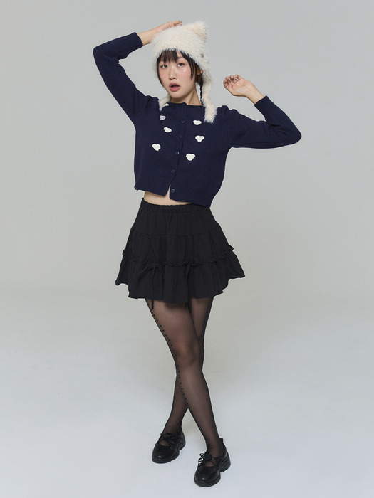 [박나래 PICK/7차 리오더] WAPPEN HEART CARDIGAN - NAVY