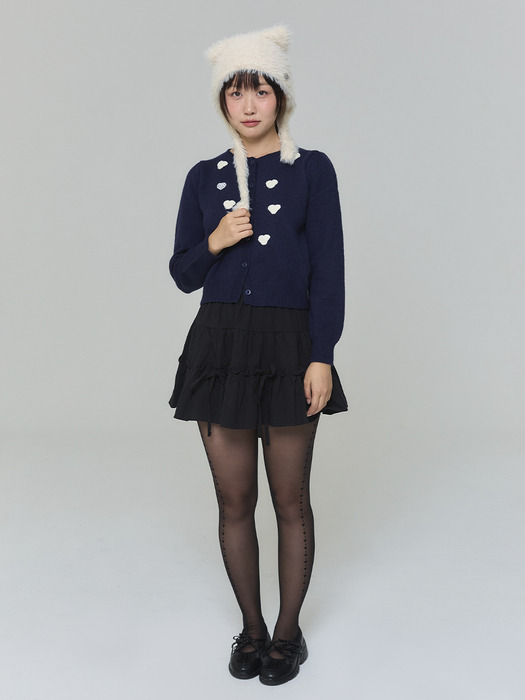 [박나래 PICK/7차 리오더] WAPPEN HEART CARDIGAN - NAVY