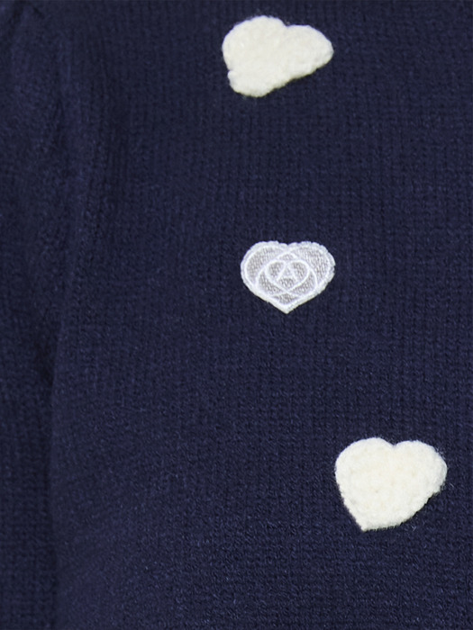 [박나래 PICK/7차 리오더] WAPPEN HEART CARDIGAN - NAVY