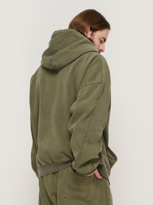 PIGMENT DYING HOOD ZIP-UP (KHAKI)