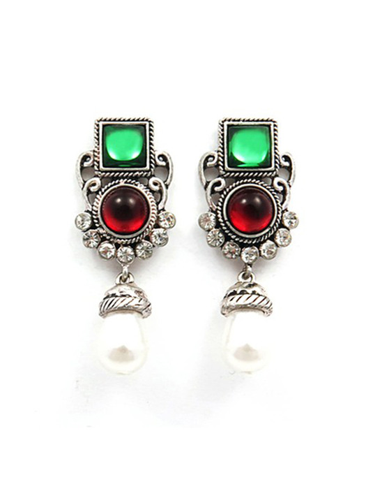 antique green wine earrings