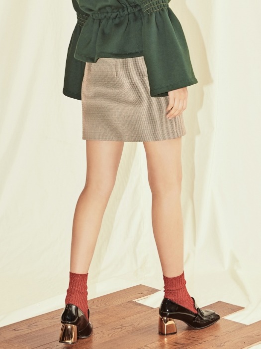 CHECK BELTED SKIRT-BE