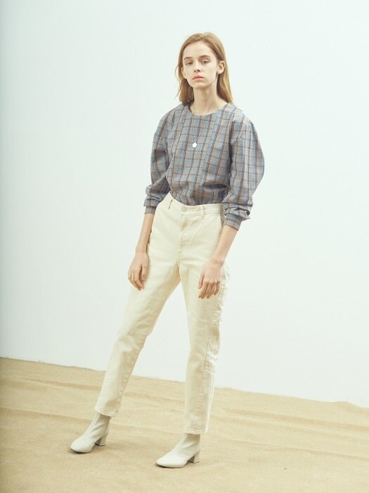 Wool check blouse (Lilac) 
