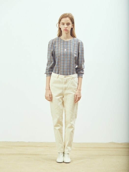 Wool check blouse (Lilac) 