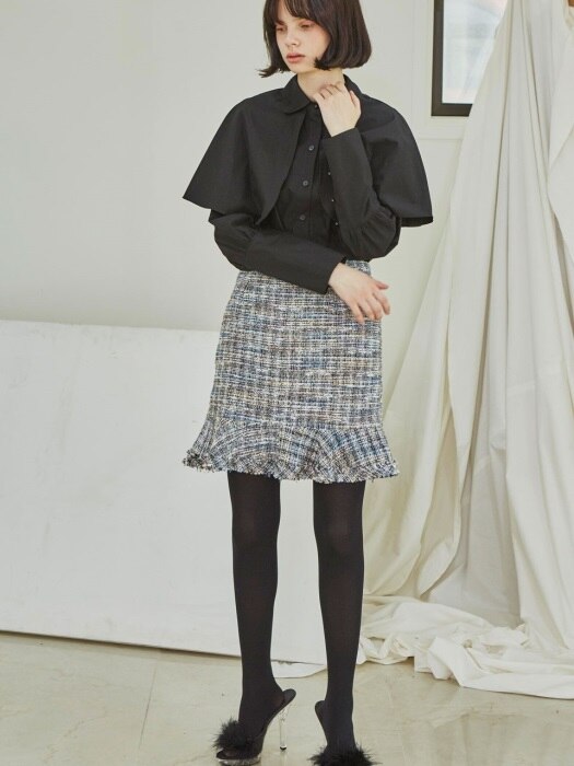 Tweed Ruffle Skirts_Blue