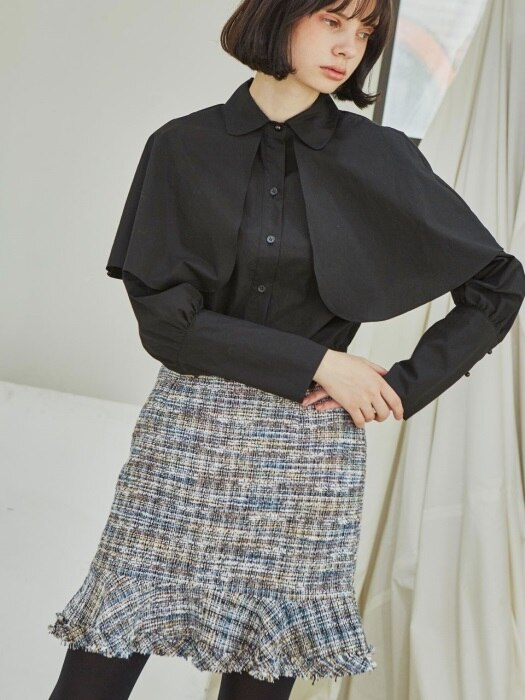 Tweed Ruffle Skirts_Blue