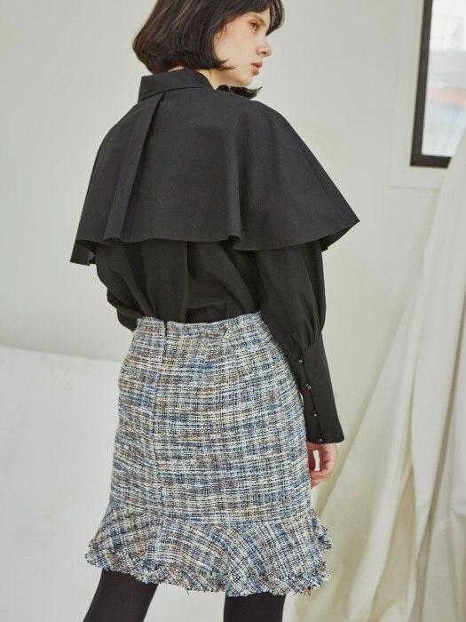 Tweed Ruffle Skirts_Blue