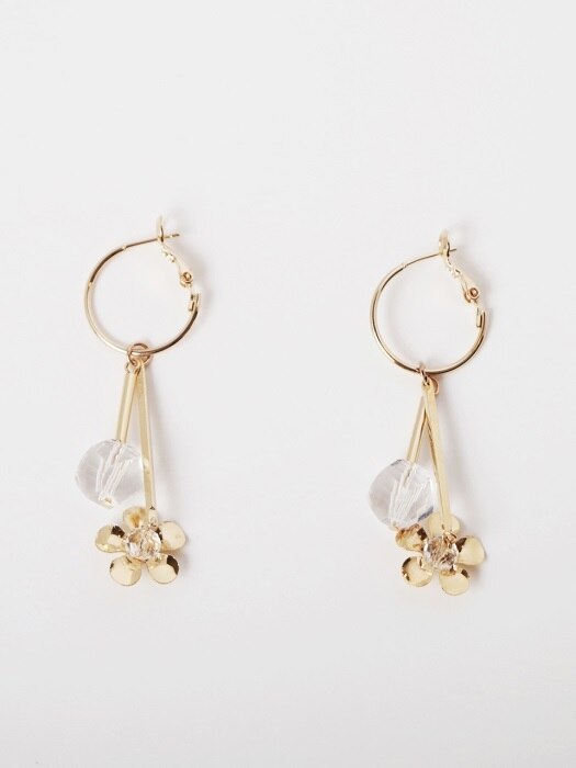 two type flower crystal earring