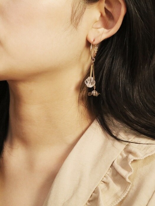 two type flower crystal earring