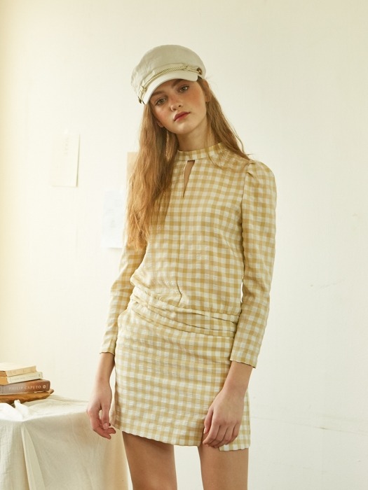 Gingham Check Blouse_ Beige