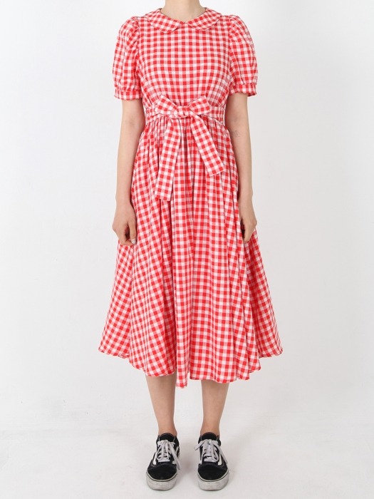 VOLUME COLLAR ONE-PIECE PUNCHING CHECK RED