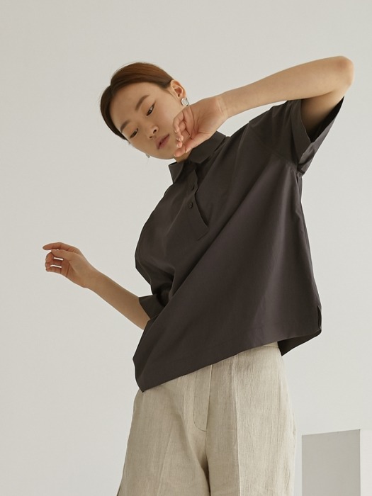 Simple half shirts_Charcoal