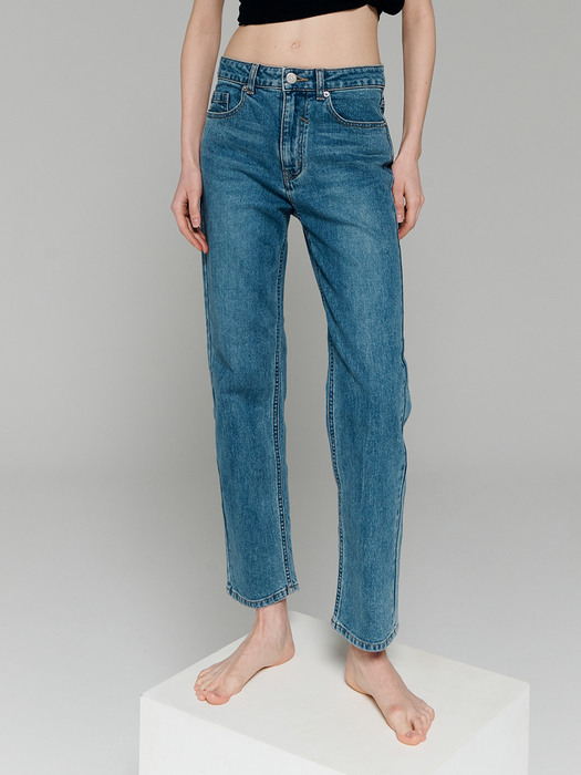 Mid-rise Straight Jeans_Blue