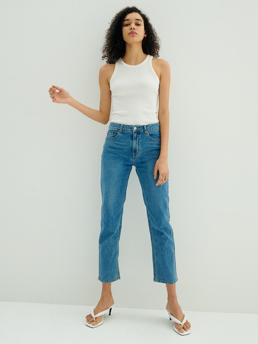 Mid-rise Straight Jeans_Blue