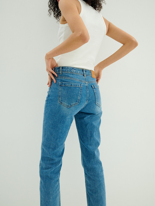 Mid-rise Straight Jeans_Blue