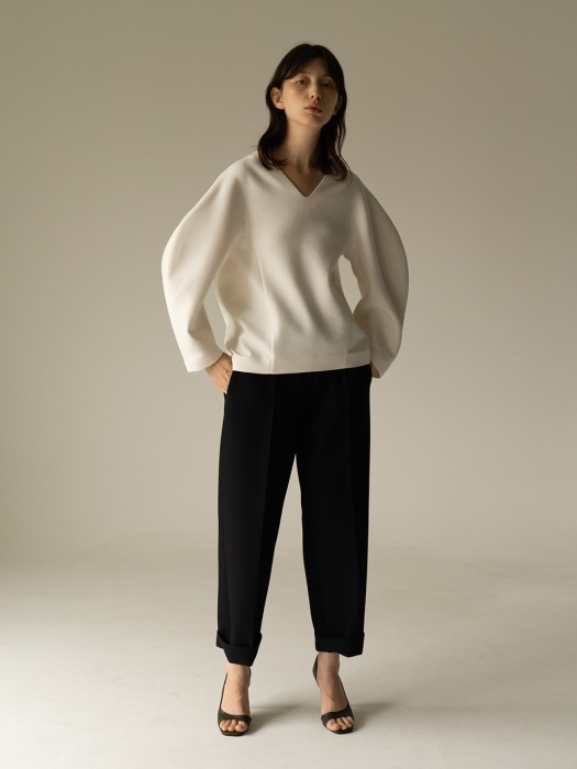 ROWE Double twill volumed Blouse _Ivory