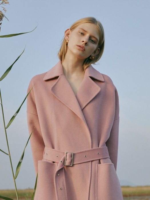 Premium handmade wool vivid coat in pink