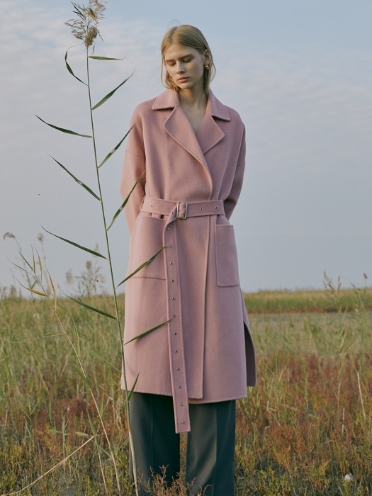 Premium handmade wool vivid coat in pink