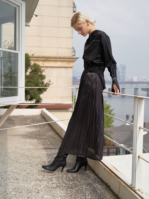 Panel Pleated Skirt_black